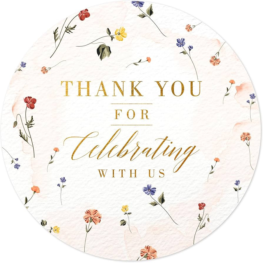Mobiusea Creation Spring Wild Floral Wedding Thank You Labels Thank You for Celebrating with Us S... | Amazon (US)