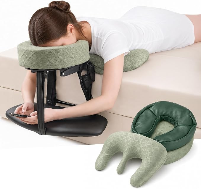Massage Headrest for Bed, Head Holder & Face Cradle with Face Down Pillow | Amazon (US)