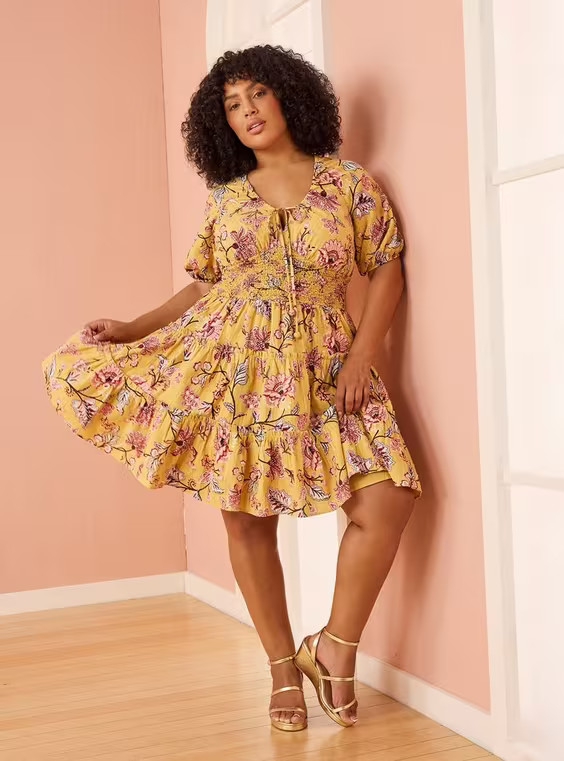 Belle Isle Puff Sleeve Tiered Mini Dress | Torrid (US & Canada)
