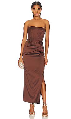 Bardot Everlasting Satin Dress in Chocolate from Revolve.com | Revolve Clothing (Global)