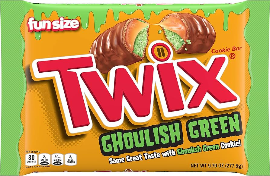 TWIX Ghoulish Green Caramel Cookie Fun Size Halloween Chocolate Bars, 9.8 oz Bag | Amazon (US)