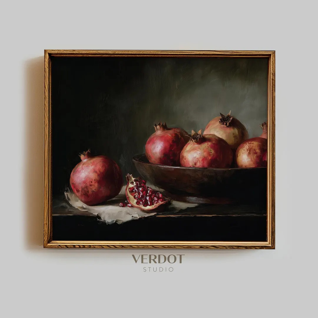 Pomegranate Painting Printable Wall Art: Dark Vintage Winter Moody Kitchen Print | 25173 - Etsy | Etsy (US)
