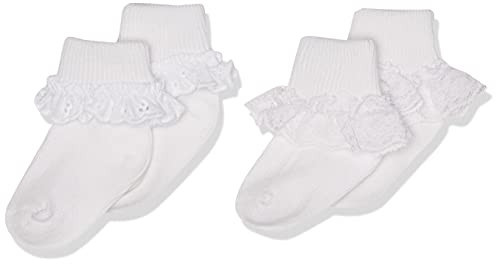 Jefferies Socks 2 Pack Eyelet Lace Trim And Lace Trim Sock - White/White, 12-24 Months | Amazon (US)