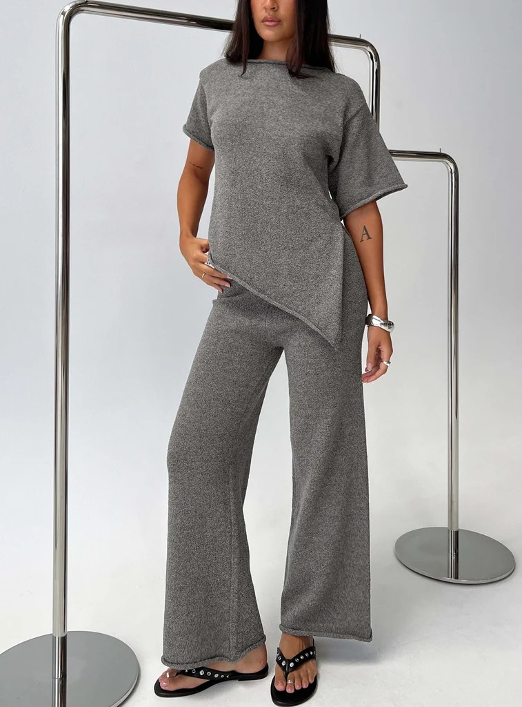 Calisse Knit Wide Leg Pants Mocha | Princess Polly US