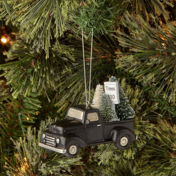Truck with Bottle Brush Tree Christmas Tree Ornament Black - Wondershop™ | Target