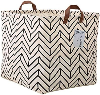 Square Canvas Toy Storage Bins Basket with Handle Collapsible Toy Organizer for Nursery Storage, ... | Amazon (US)