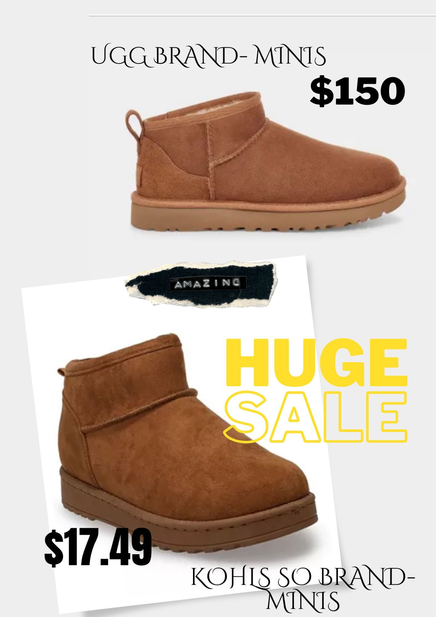 I know how much we all want the OG ugg minis right now but some of us don’t have $150 to spend especially now during the holidays. These Kohls SO brand minis have the same look and are on sale for $17. These are a great dupe for someone who can’t or does not want to spend $150 for the originals that we all know and love. Definitely a fantastic option!! Go snag the deal before they’re gone 🤎

#LTKsalealert #LTKHoliday #LTKCyberWeek