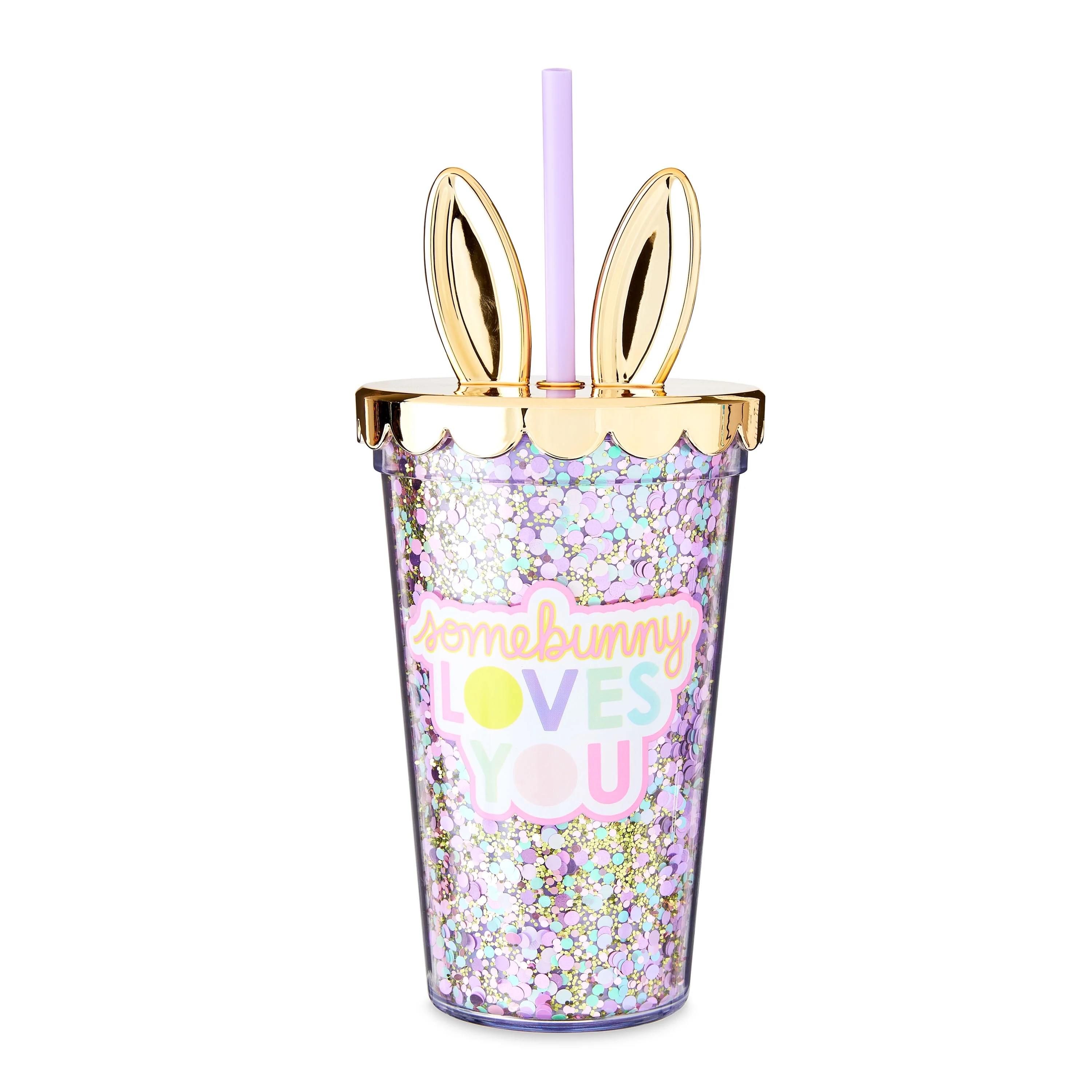 Packed Party 'Somebunny Loves You' Easter Confetti Filled 18oz. Straw Tumbler, Bunny Lid | Walmart (US)