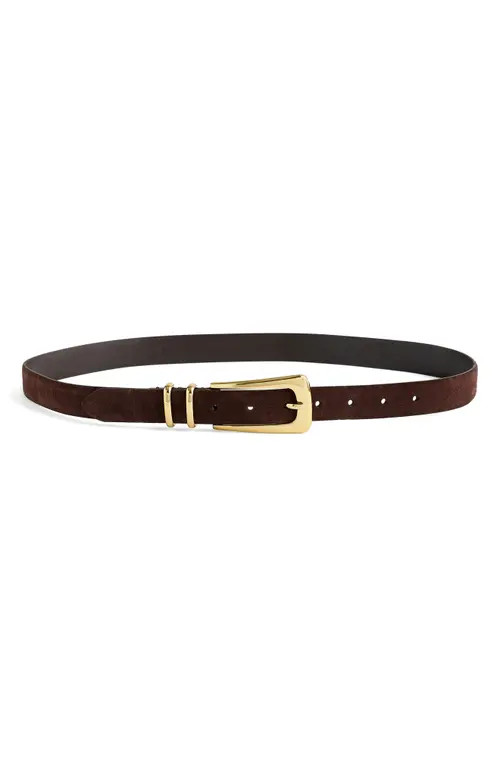 Madewell Elongated Buckle Suede Belt in Dark Carob at Nordstrom, Size Large | Nordstrom