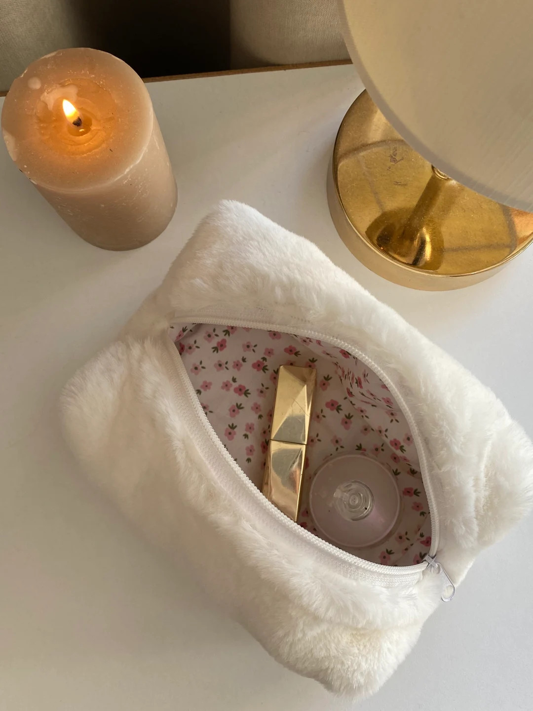 Fluffy Makeup Bag, Makeup Bag, Cosmetic Bag, Travel Bag, White Makeup Bag, Teddy Makeup Bag, Clou... | Etsy (DACH)