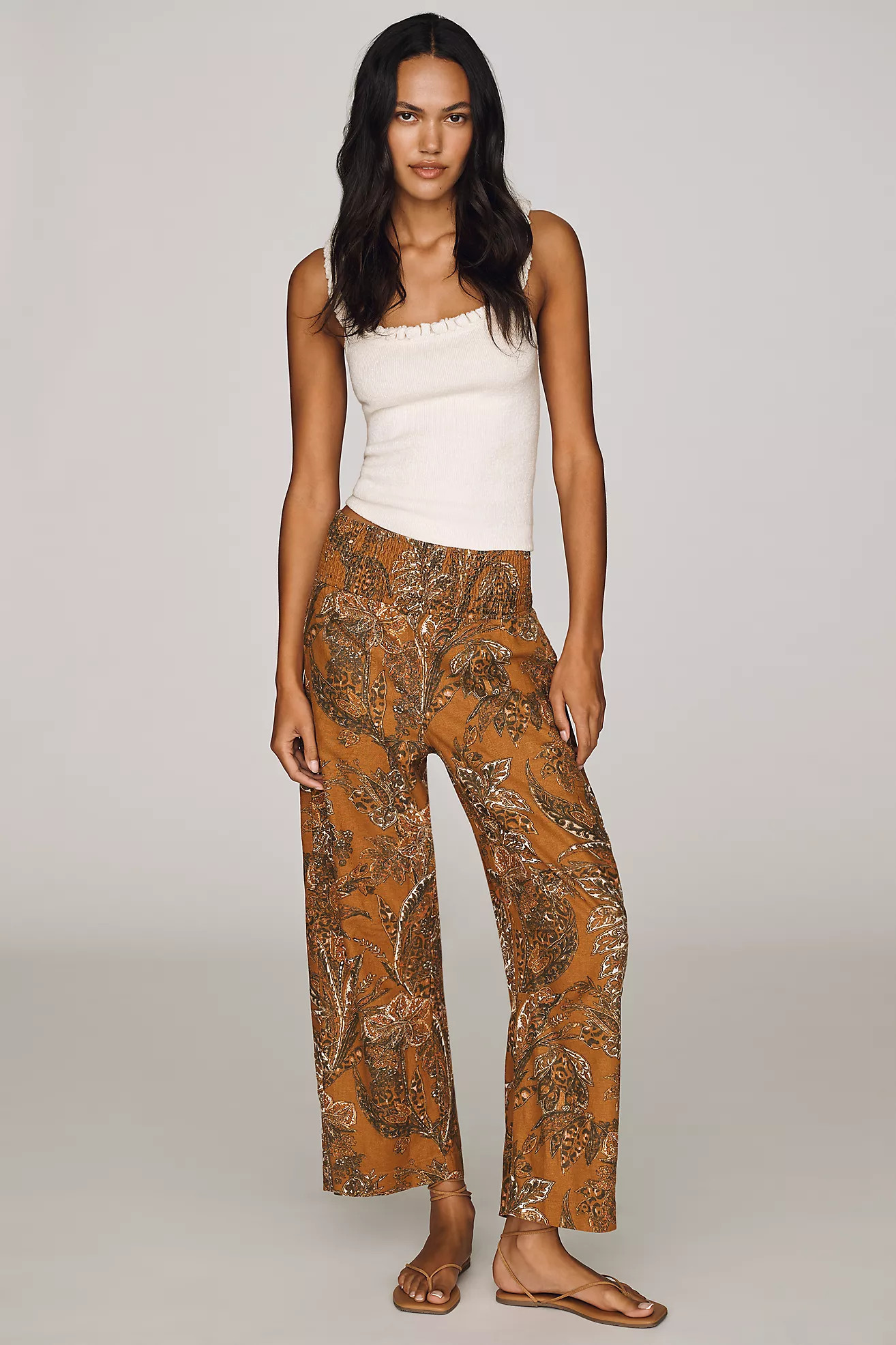 Pilcro Reese Smocked Pull-On Barrel-Leg Pants | Anthropologie (US)