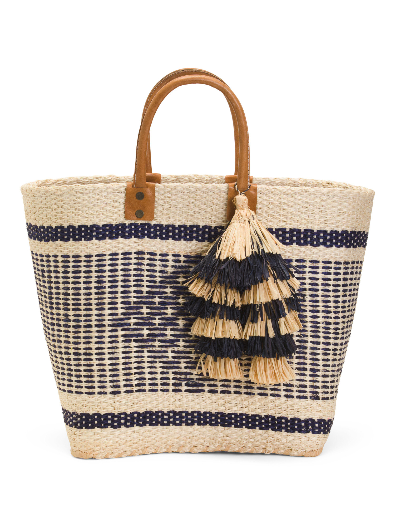 Large Ibiza Sisal And Seagrass Carryall With Leather Handles | TJ Maxx
