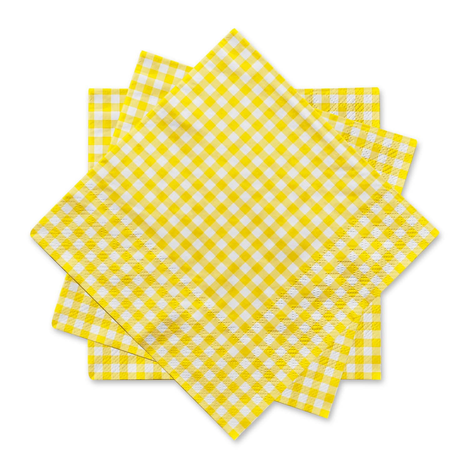 Gatherfun Party Supplies, Disposable Paper Napkins Yellow and White Gingham Napkins for Easter Party（3-ply, 6.5X6.5 in, 50-Pack) | Amazon (US)