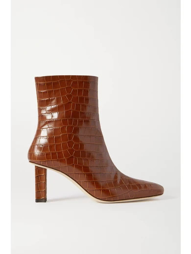 STAUD - Brando Croc-effect Leather Ankle Boots - Tan | NET-A-PORTER (US)