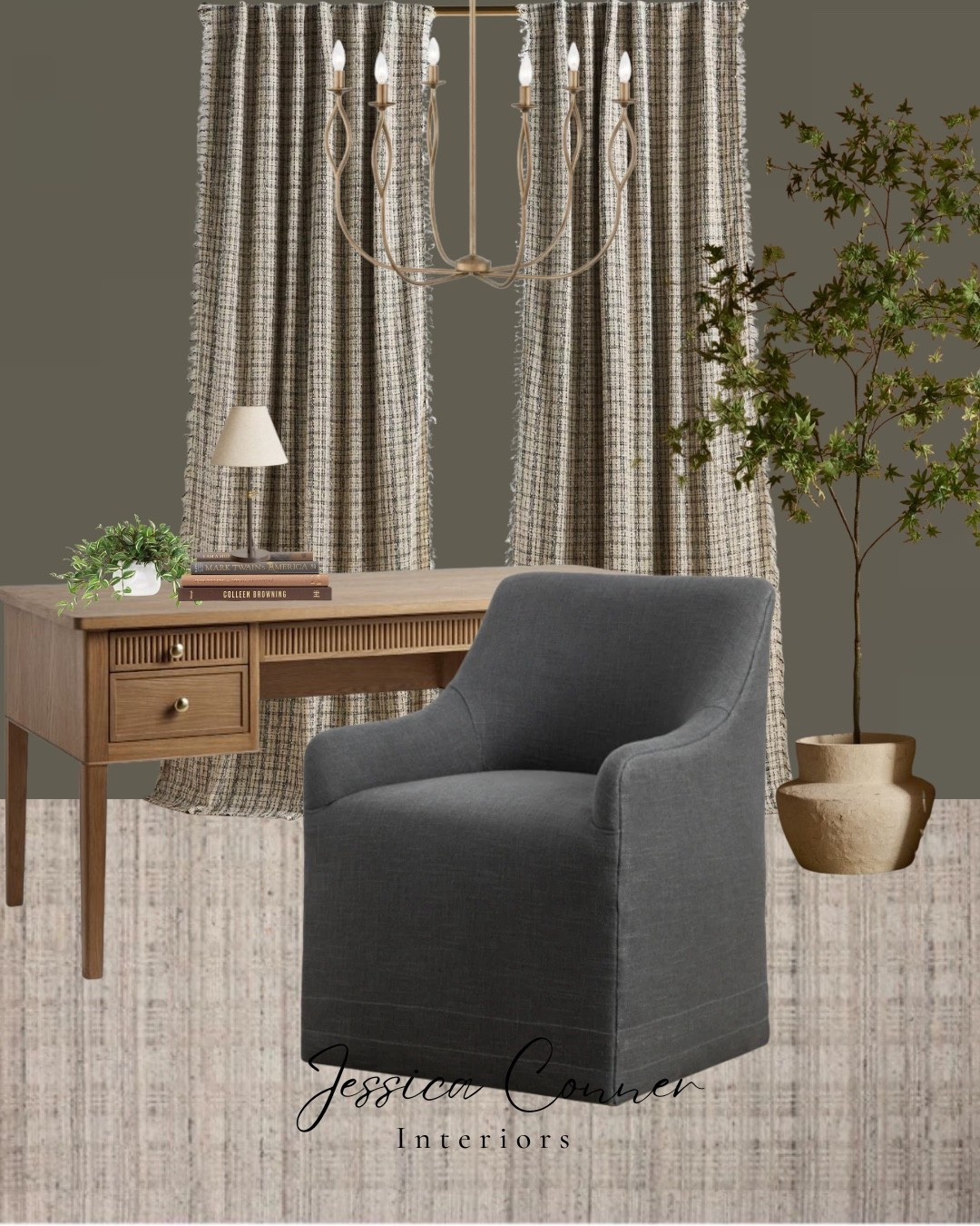 A classic office color palette that I’ve been seeing everywhere lately! Wood tones (classic) and layered fabrics (home-y)  

#LTKHome