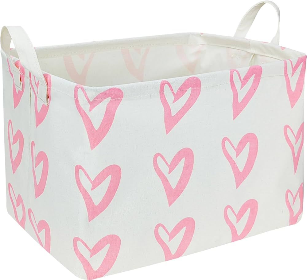 CLOCOR Rectangular Pink Valentine's Day Basket Empty,Heart Basket for Valentines Day for Kids,Wat... | Amazon (US)