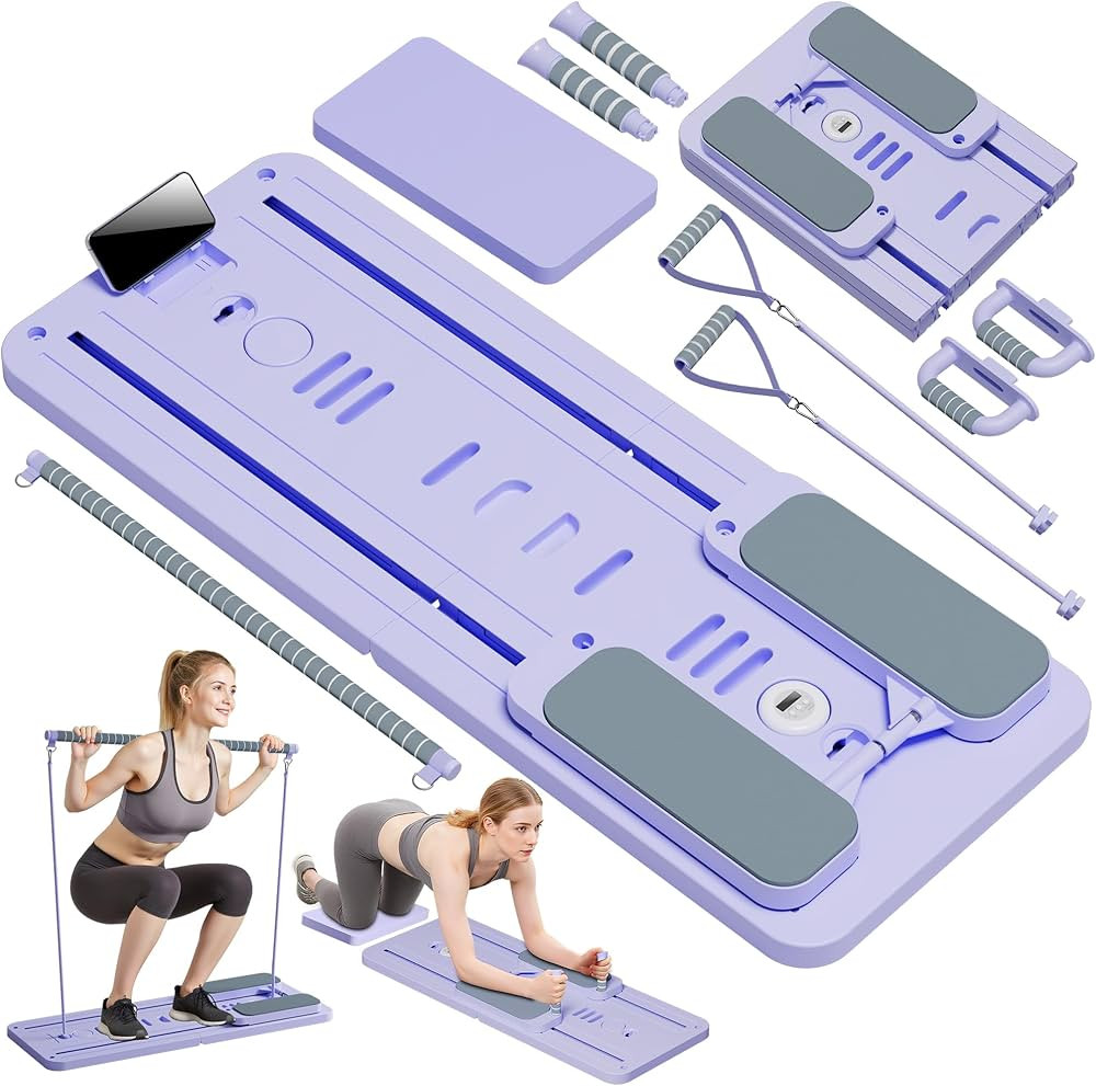 Pilates Reformer Set, ESBANY Pilates Board with Phone Holder, Multi-Purpose Foldable Pilates Refo... | Amazon (US)