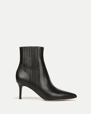 Veronica Beard Lisa Leather Mid-Heel Bootie Black | Veronica Beard