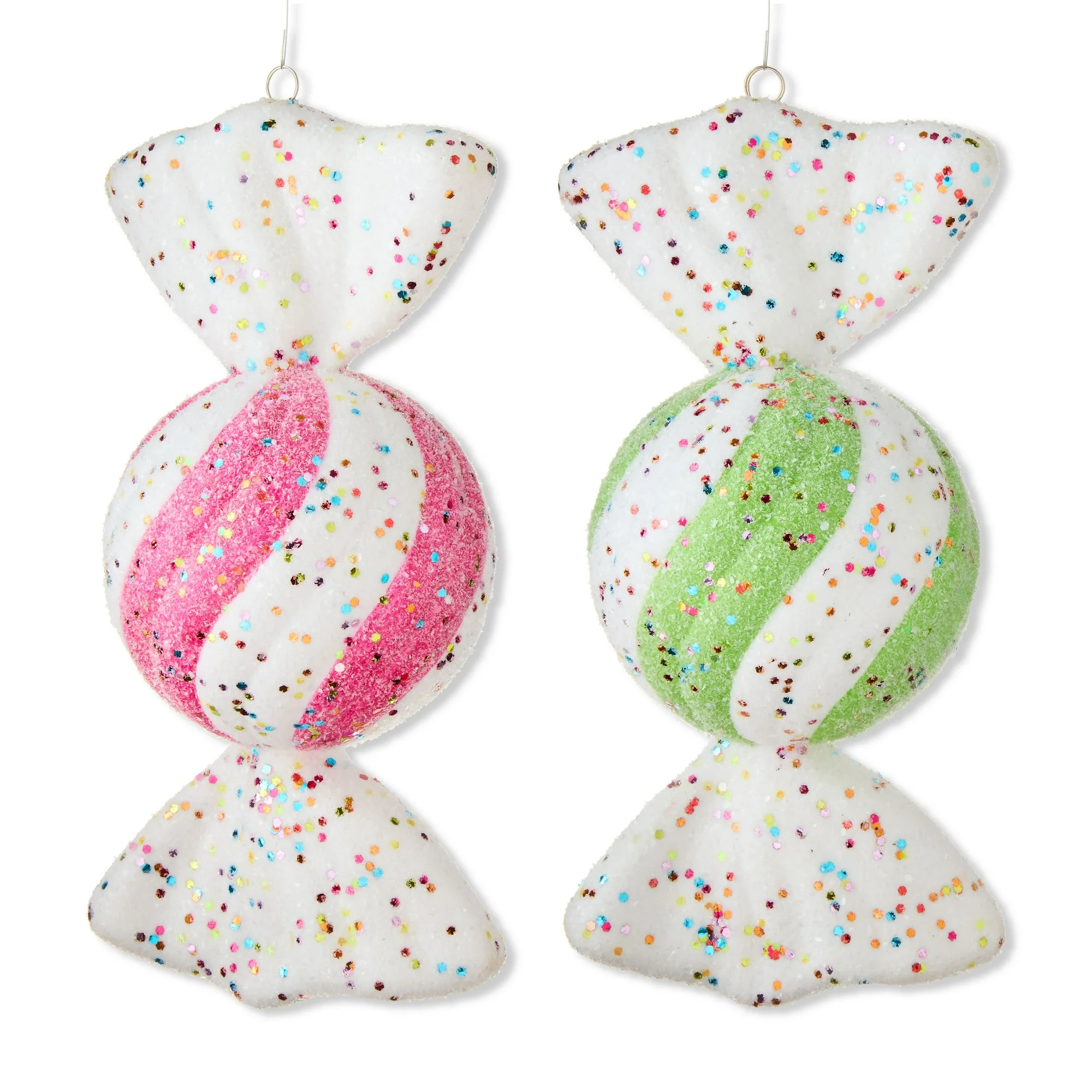 2-Count Pink and Green Jumbo Candy Shatterproof Christmas Ornaments, 10.24 in, by Holiday Time | Walmart (US)