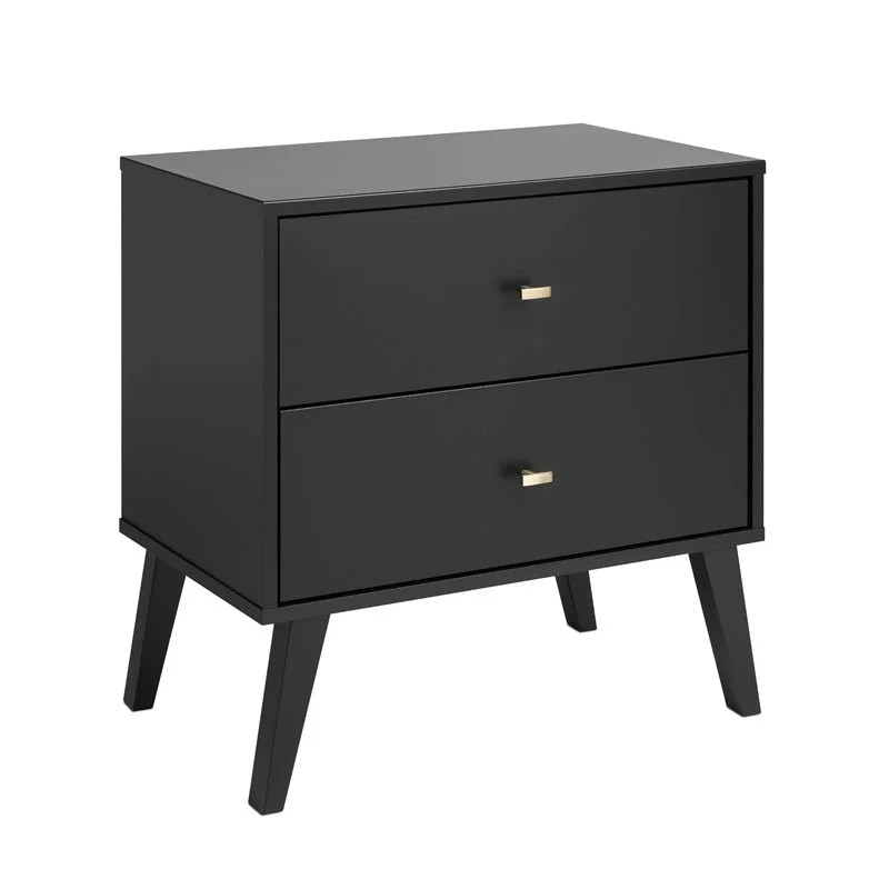 Prepac Milo Mid Century Modern 2-drawer Nightstand, Black - Walmart.com | Walmart (US)