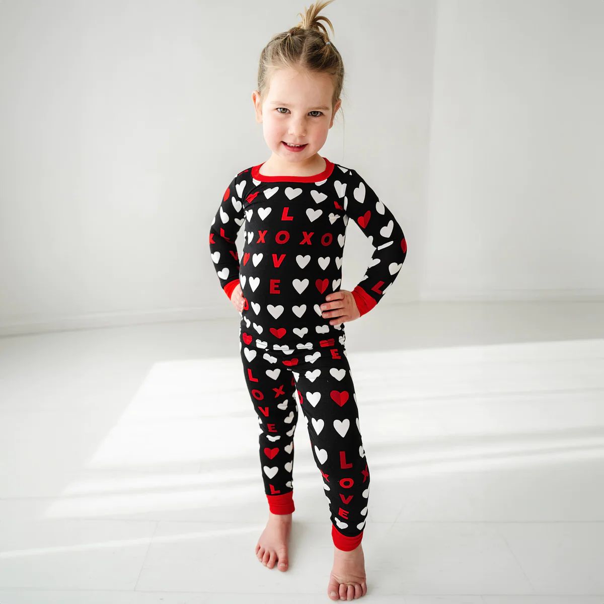 Black XOXO Two-Piece Pajama Set | Little Sleepies
