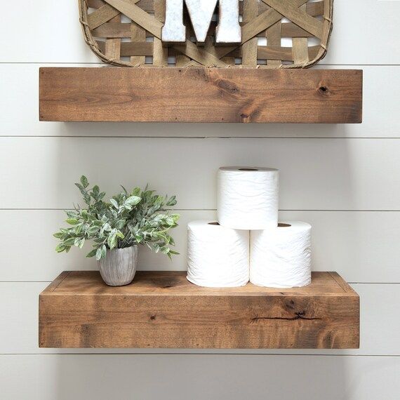 Farmhouse Floating Shelf, 24 inch - Walnut Finish (Set of 2) | Etsy (US)