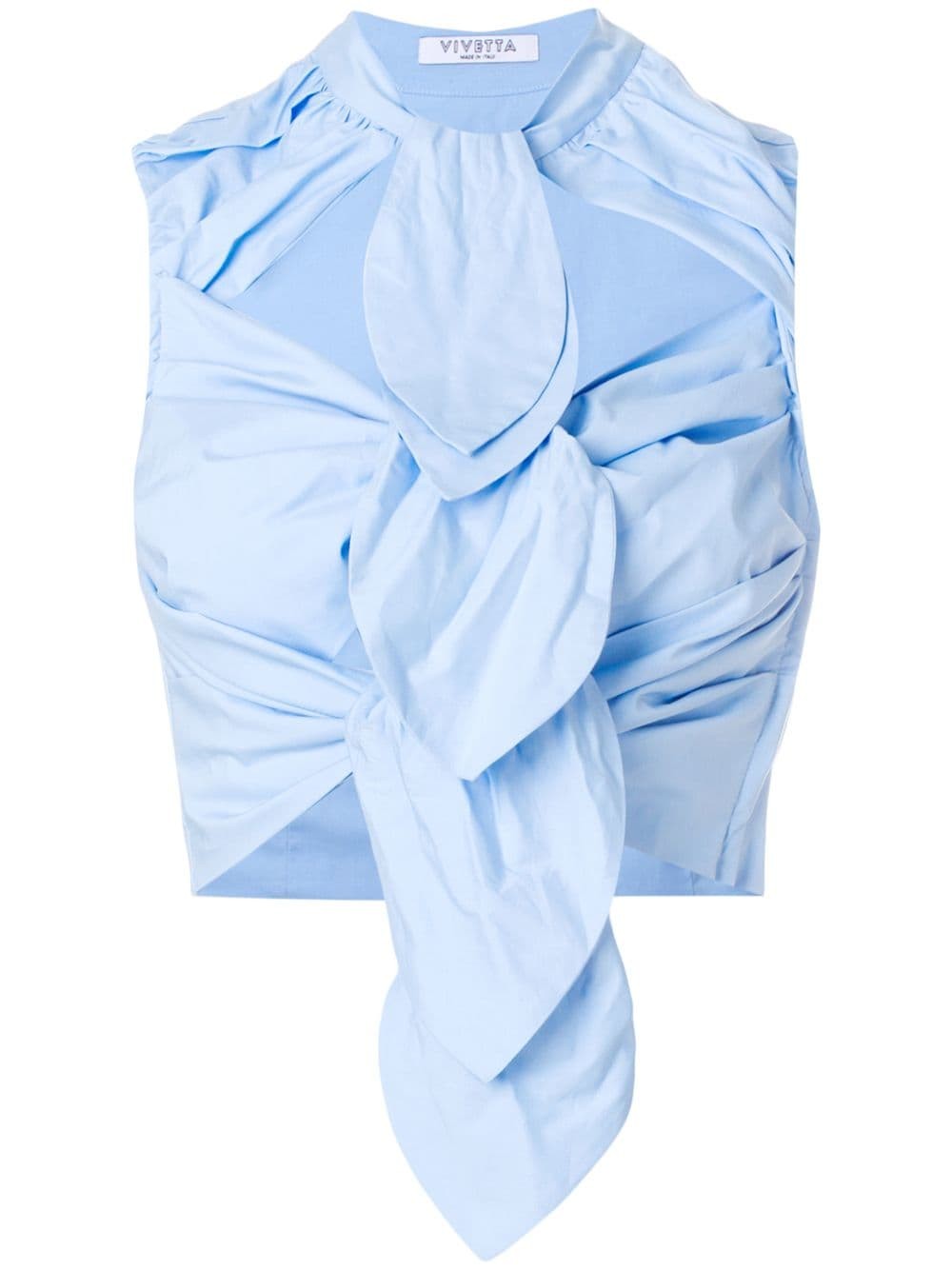 Vivetta tied cropped top - Blue | FarFetch Global