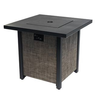 28 in. Square Outdoor Fire Pit Table 40,000 BTU Propane Fire Pit Table with Steel Tabletop, Lid and Rocks | The Home Depot