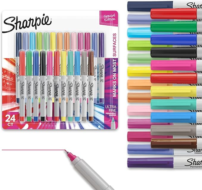 Sharpie Color Burst Permanent Marker Set, Ultra-Fine Tip Markers, Artist Markers, Writing Markers... | Amazon (US)