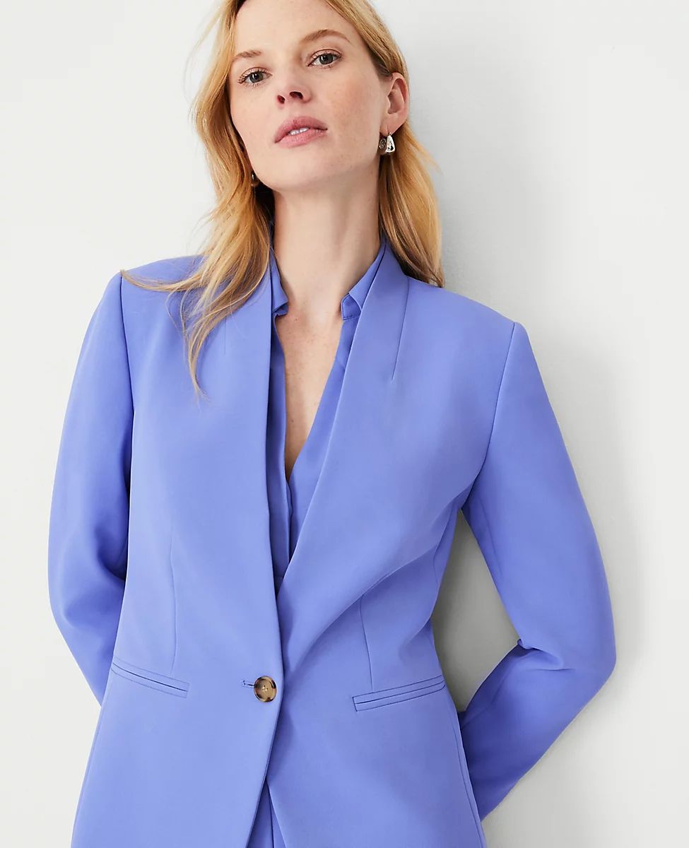 The Petite Long Cutaway Blazer in Fluid Crepe | Ann Taylor (US)