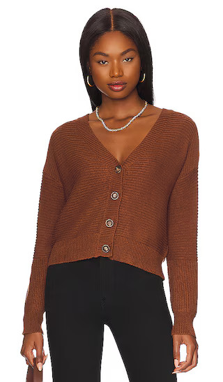 Harper Deep V Cardigan in Chocolate | Revolve Clothing (Global)