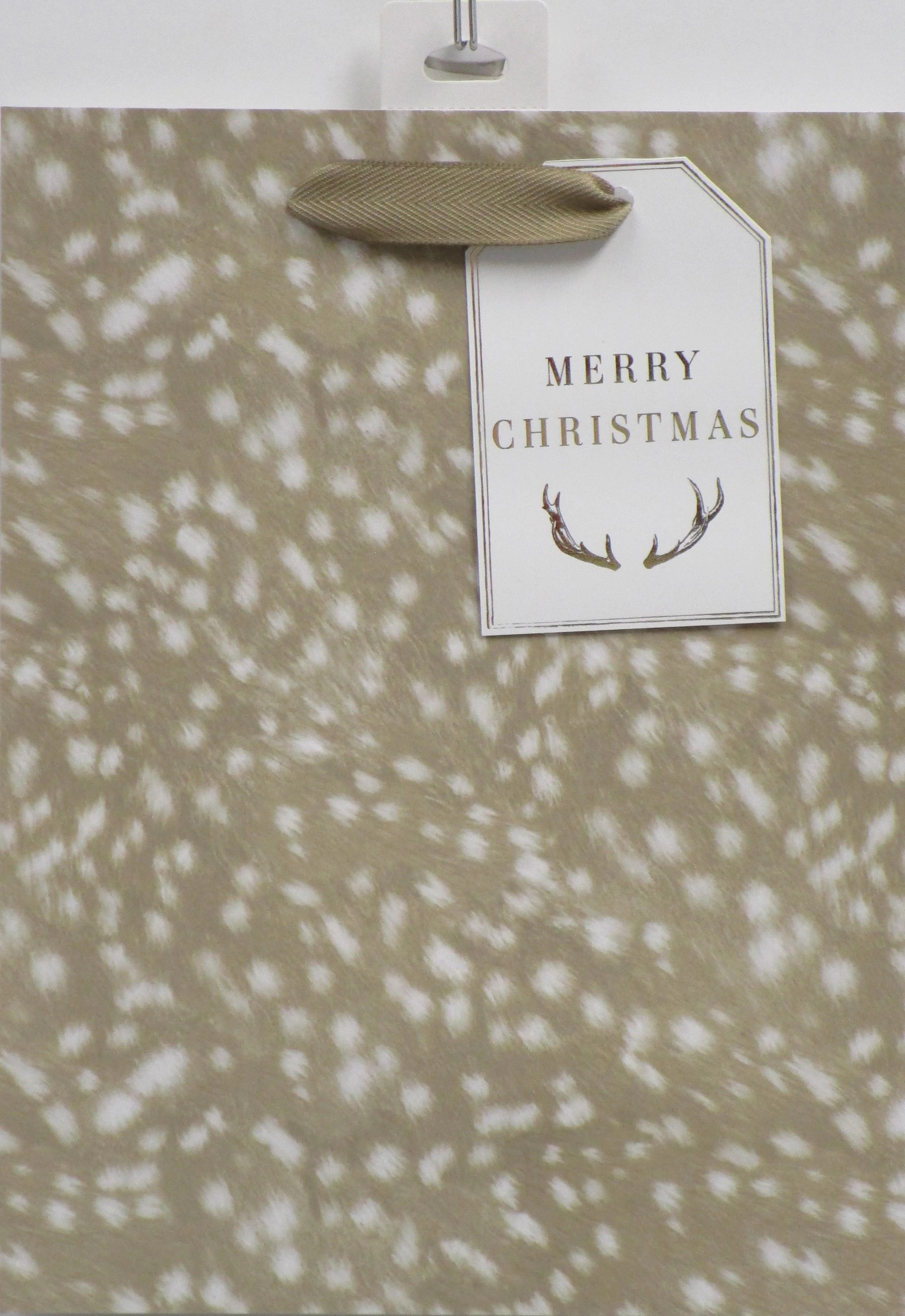 Brown & White Deer Christmas Gift Bag, 7.5 in, by Holiday Time | Walmart (US)