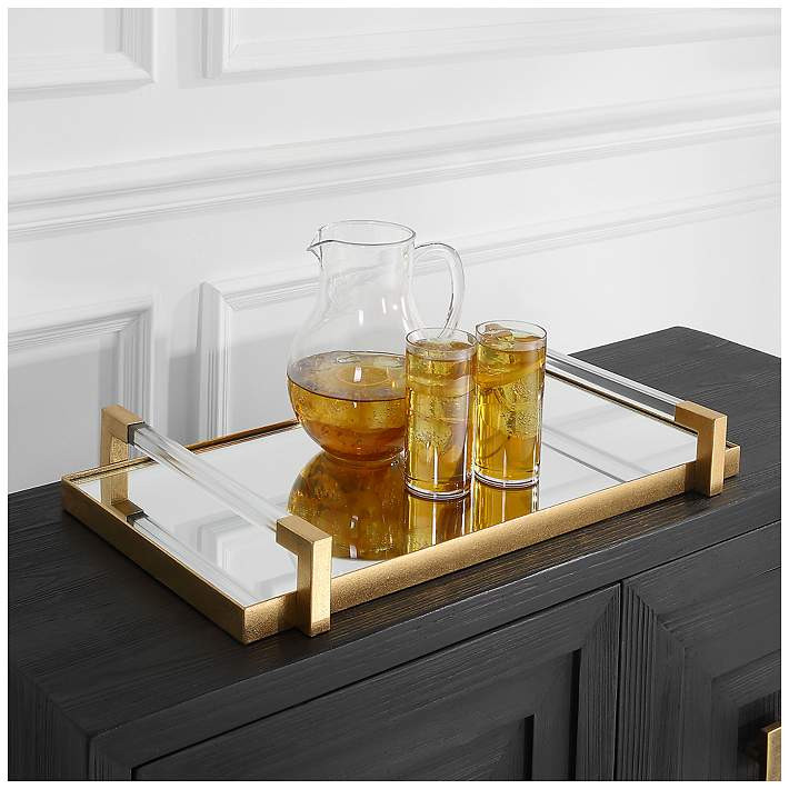 Uttermost Deki 23 3/4" L Gold Iron and Acrylic Tray | Lamps Plus
