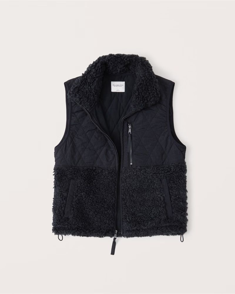 Cropped Two-Tone Sherpa Vest | Abercrombie & Fitch (US)