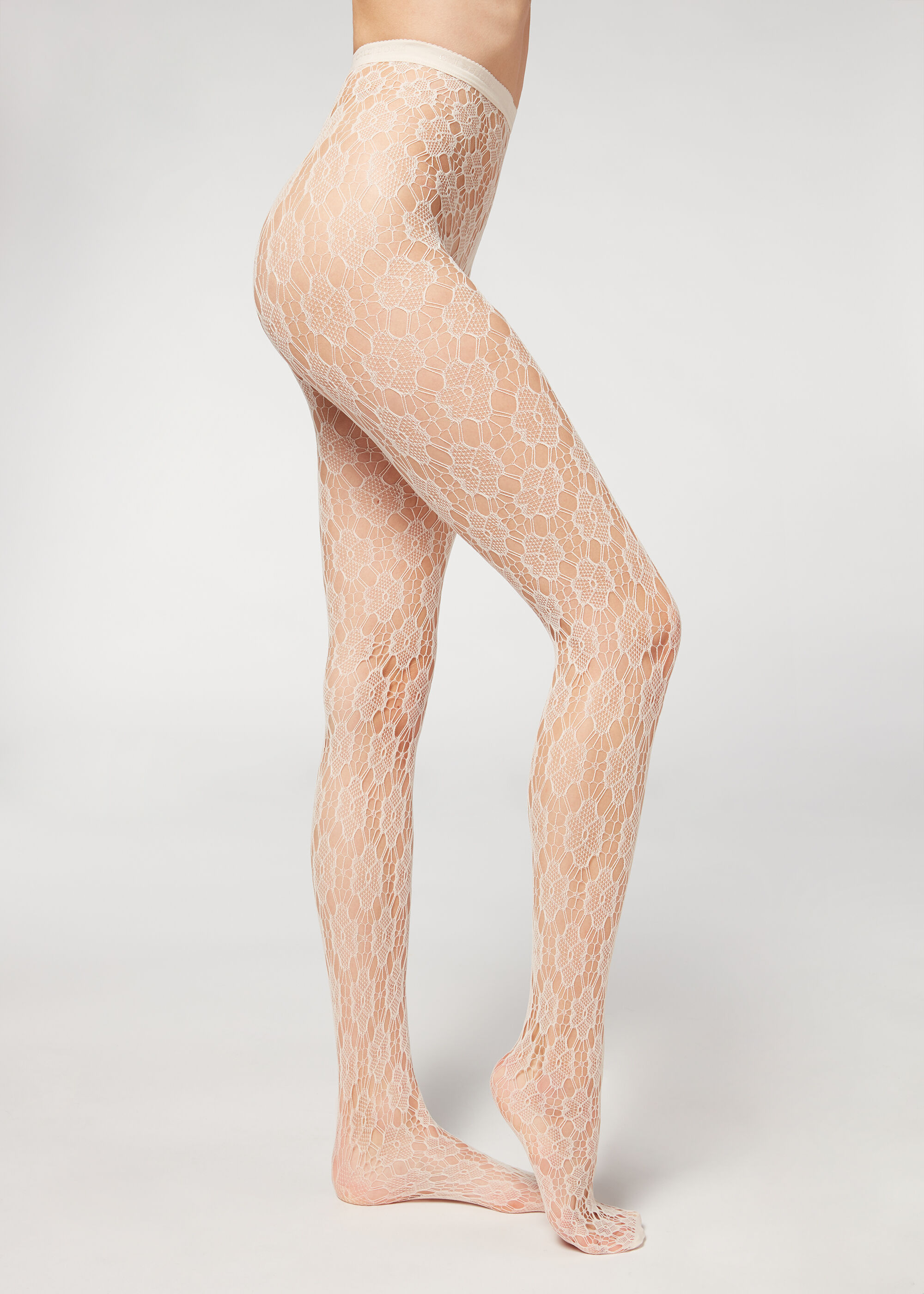 Floral-Motif Fishnet Tights | Calzedonia US