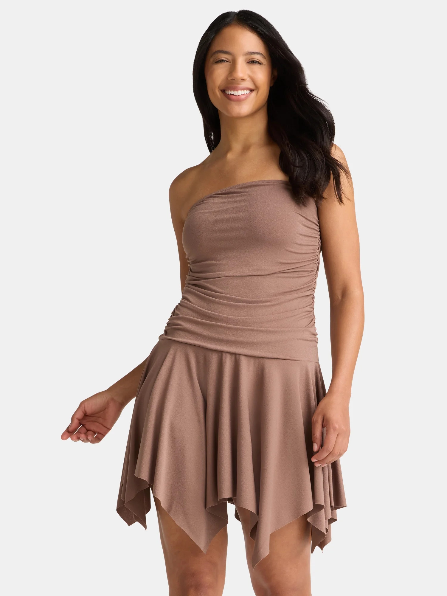 Madden NYC Women's Ruched Strapless Handkerchief Mini Dress, Sizes XXS-XXL | Walmart (US)