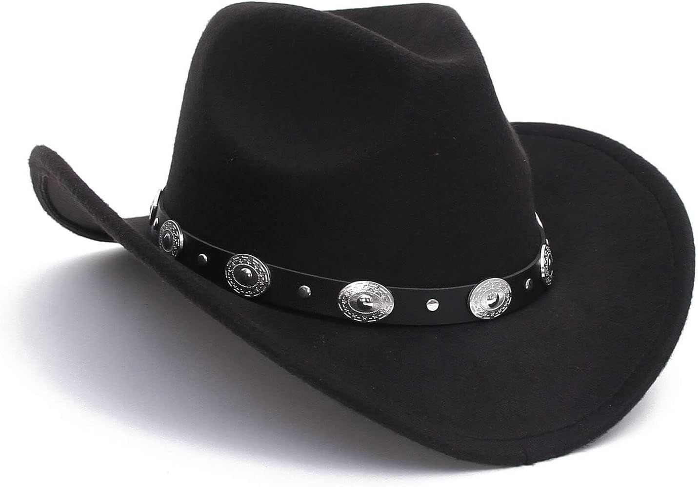 Classic Western-Cowboy-Hat for Women and Men - Wide Brim Roll Up Fedora-Hat Felt Cowboy Cowgirl H... | Amazon (US)