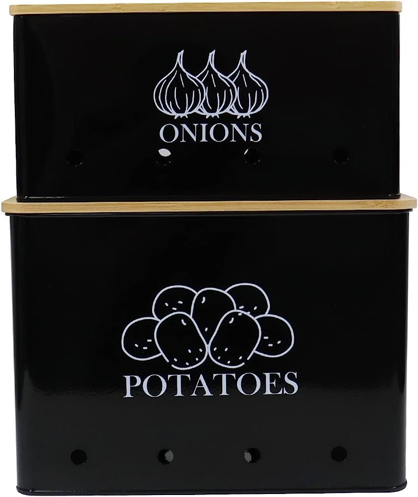 Gdfjiy Potato Onion Kitchen Storage Canisters,Storage Bin For Kitchen 2 Pack Set,potatoe, Potato ... | Amazon (US)