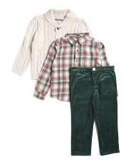 Toddler Boys Plaid Shirt With Sweater And Pants Set | Marshalls