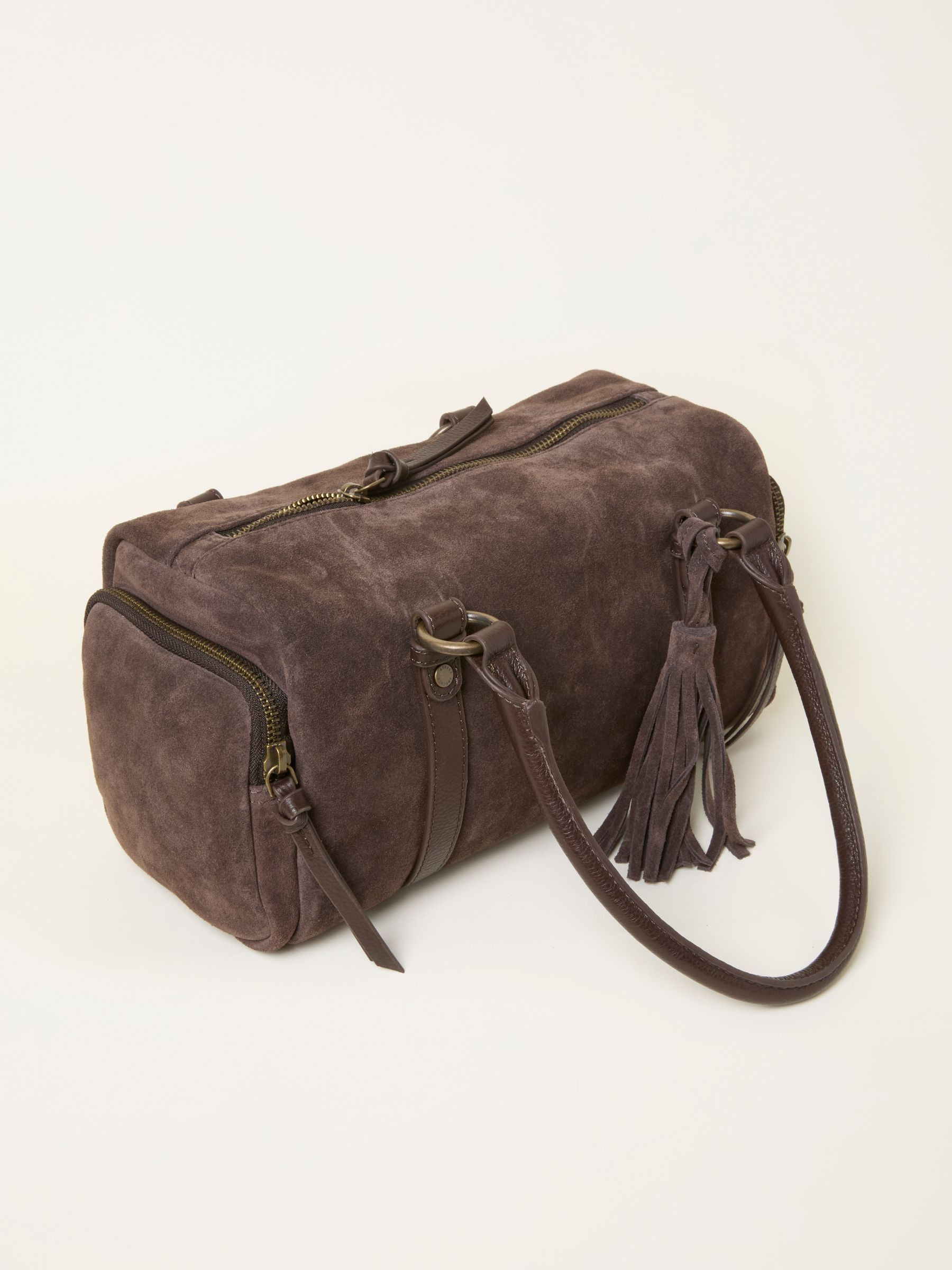 Chocolate Brown Suede Bowling Bag | FatFace | Fat Face