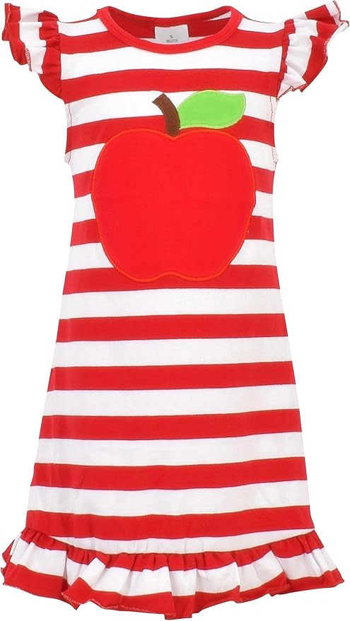 Unique Baby Girls Back to School Sequins Apple Dress Outfit | Amazon (US)