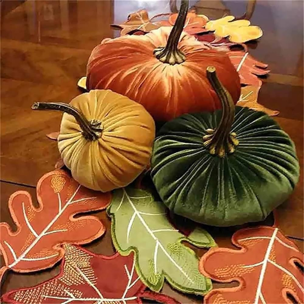 Velvet Pumpkin Decor Artificial Fake Pumpkins Faux Rustic Harvest Velvet Pumpkins Decorative Fabr... | Amazon (US)