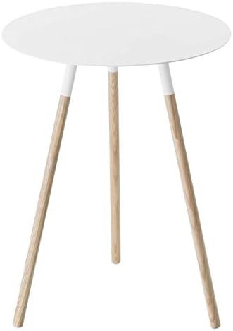 Wood & Steel Mid-Century Modern Round Side Table in White Finish | Amazon (US)