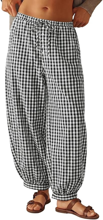 Tankaneo Womens Polka Dots Harem Pants Baggy Trendy Casual Elastic High Waist Wide Leg Balloon Lo... | Amazon (US)