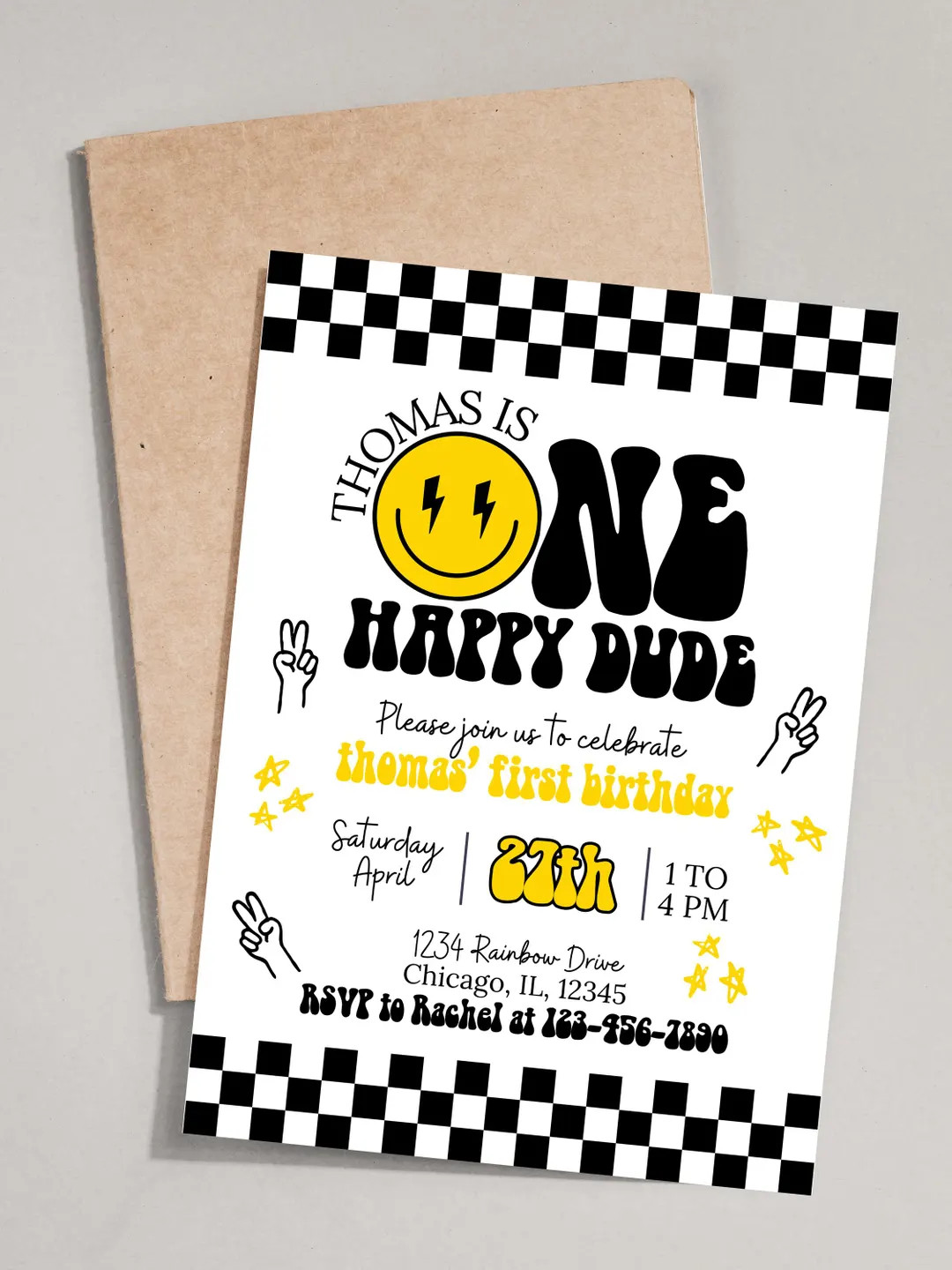 Editable One Happy Dude Birthday Invitations | One Happy Dude Birthday Invitations | Digital Down... | Etsy (US)