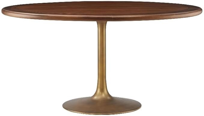 Modway Lippa 60 Inch Round Wood Dining Table with Metal Pedestal in Brass Walnut - Modern Industr... | Amazon (US)