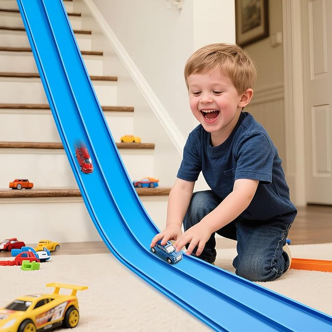 Flex Tracks 15 Ft Starter Set Flexible Race Track for Kids 3+, Flexible Car Track Race Car Ramp T... | Amazon (US)