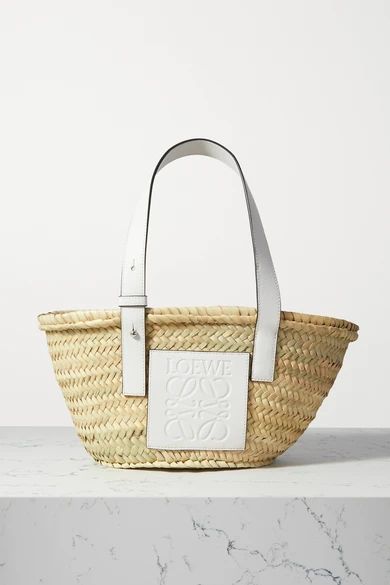 Loewe - Small Leather-trimmed Woven Raffia Tote - White | NET-A-PORTER (US)