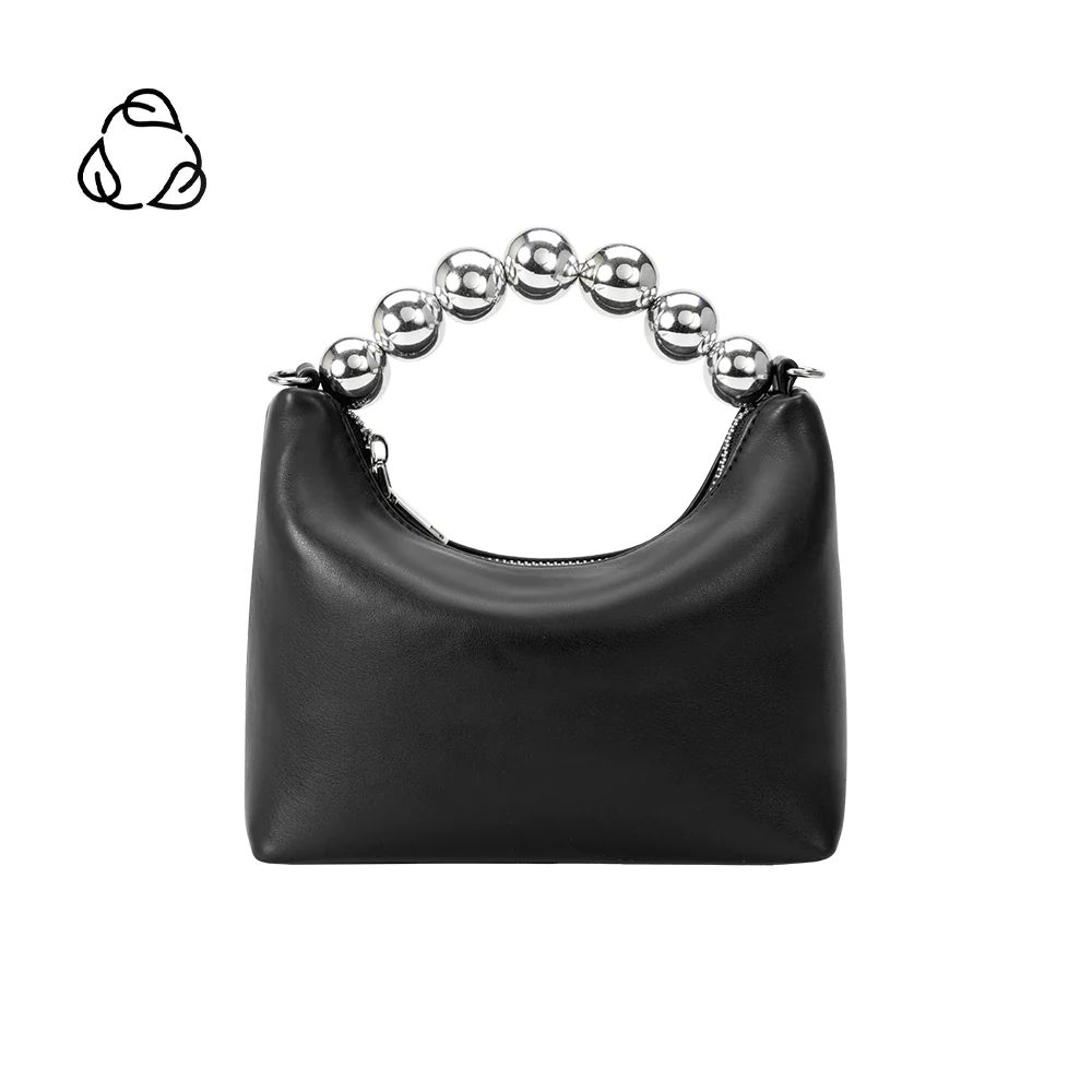 Black Esme Recycled Vegan Leather Top Handle Bag | Melie Bianco | Melie Bianco