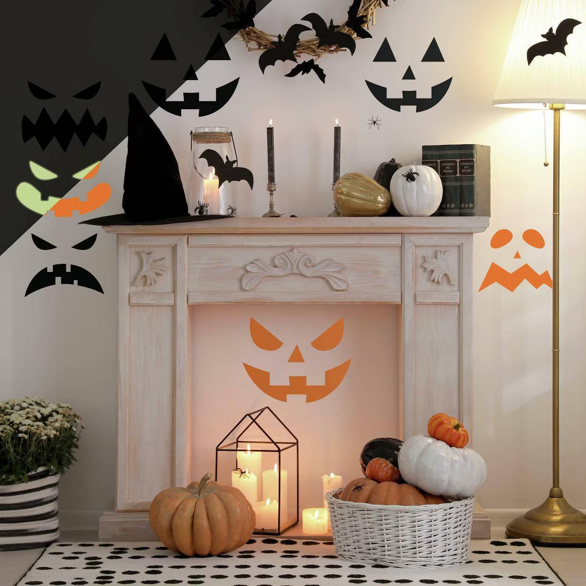 Halloween Pumpkin Faces Glow in the Dark Peel and Stick Wall Decal - RoomMates: Vinyl Modern Deco... | Target